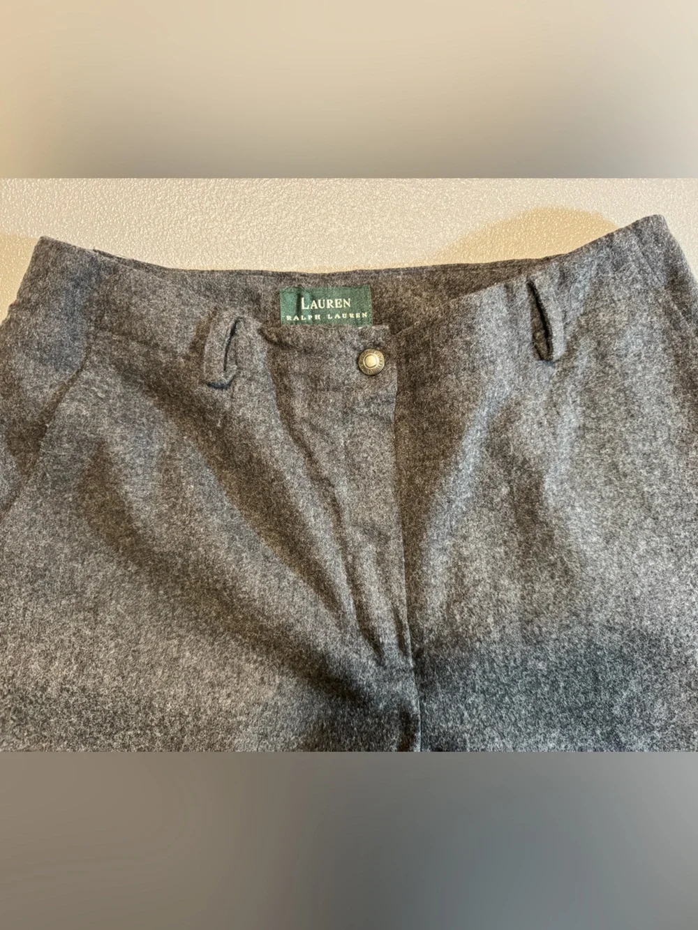 Lauren Ralph Lauren Gray Wool Wide Leg Lined Trousers Pants size 8